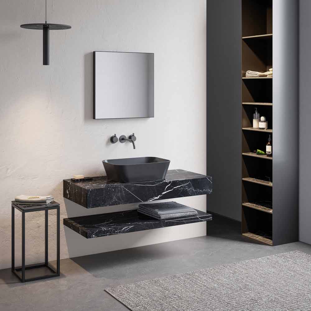 Bathroom vanity and gres tile composition